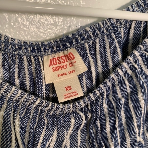 Mossimo Off Shoulder Blouse Blue White Stripes - Picture 7 of 9